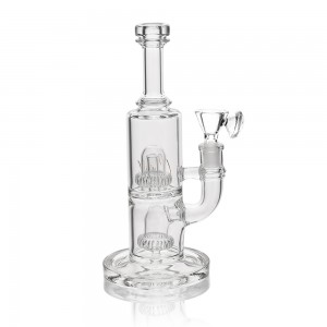 Crystal Series by HPG - 10" Double UFO Perc Water Pipe Rig - [ES2236-BX]